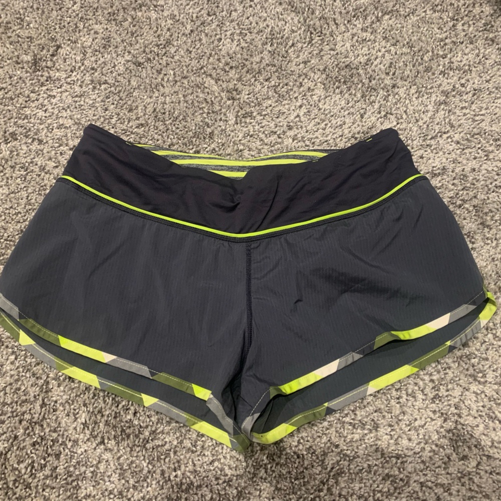 Lululemon Athletica Black and Green Athletic Shorts